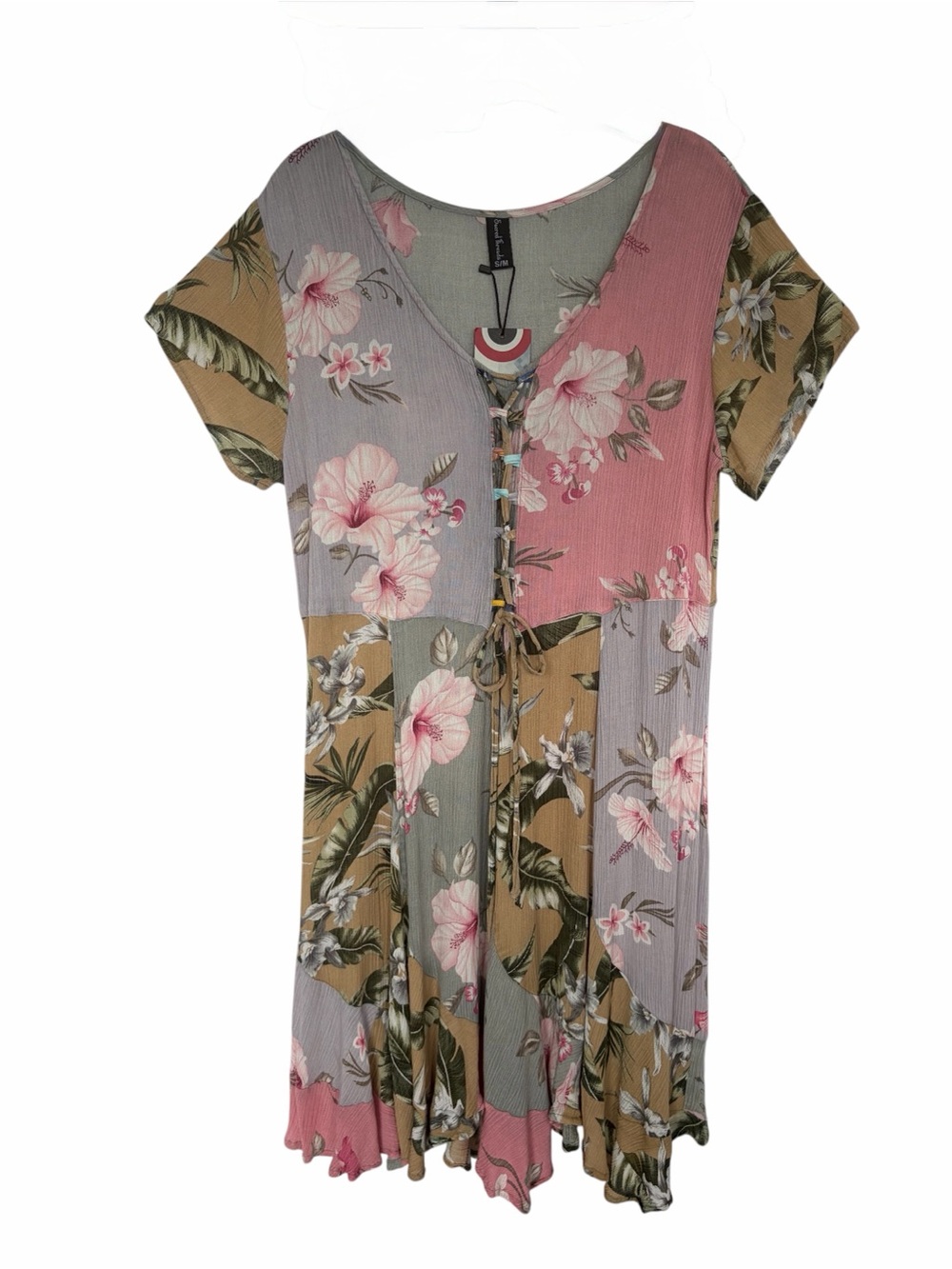 Sacred Threads Womens Size S/M Dress Tropical Floral Print Multicolor NWT